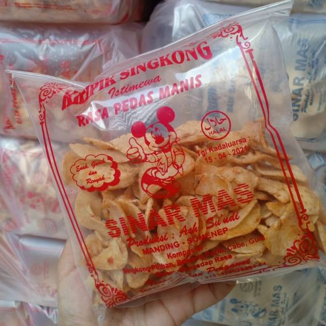 

Kripik singkong istimewa khas Madura rasa Bawang Putih dan pedas manis