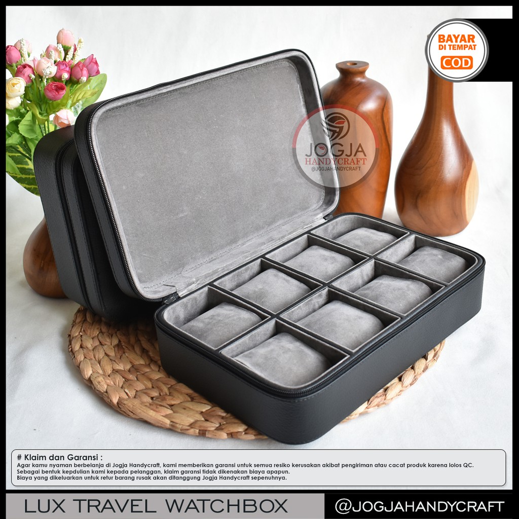 8 Slots PREMIUM Travel Watch Box Jumbo / Tempat Jam tangan / Kotak Jam Tangan / Watch Case