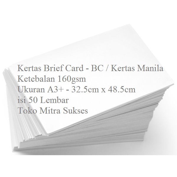 

A3+ Kertas Brief Card - BC - Kertas Manila 160GSM A3+ isi 50 Lembar