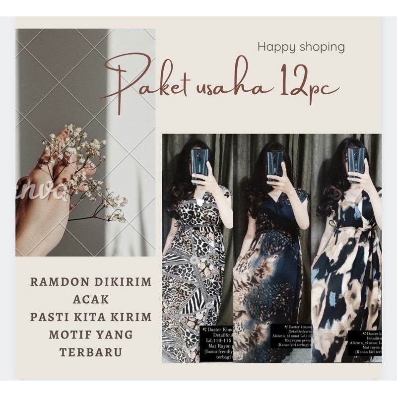 PAKET USAHA DASTER KIMONO HABEL PANJANG/PENDEK 12PC