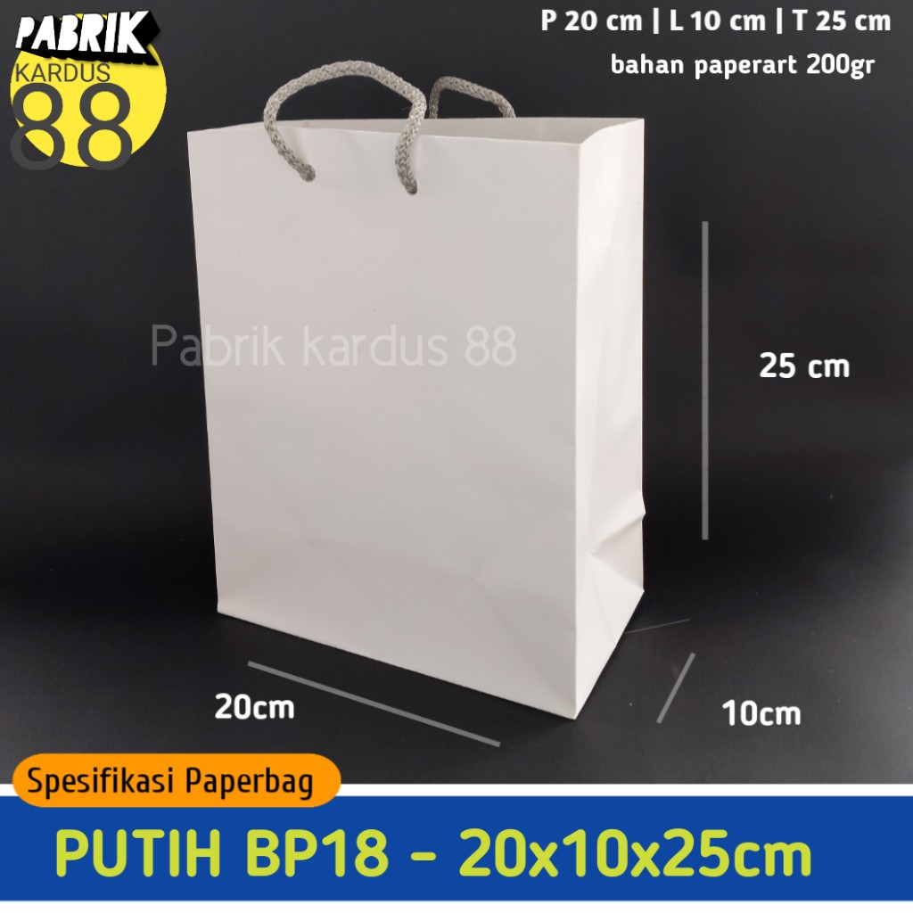 

ISI 12 BIJI paper bag putih murah bp18 | tas kertas | paperbag polos shopping bag