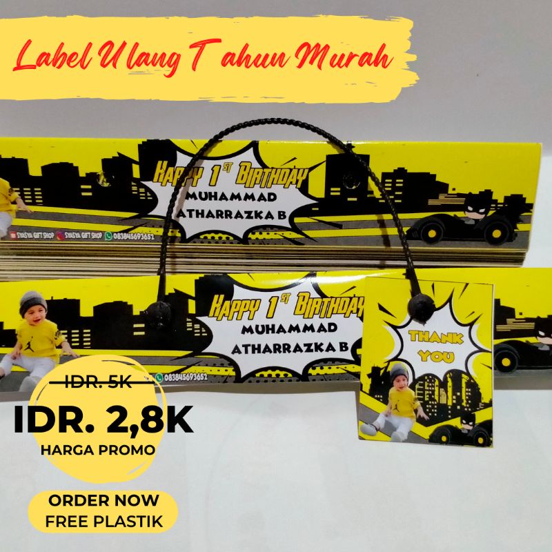 

Label Snack Ulang Tahun Custom Nama Anak Free Tali, Free Desain, Free Plastik