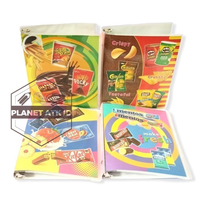 

Binder Note A5 Gambar Cemilan/ Ring Besi/ Buku/ Diary/ Notes