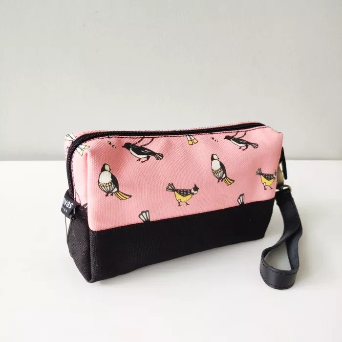 

All Purpose Pouch Birds Pink Canvas Living