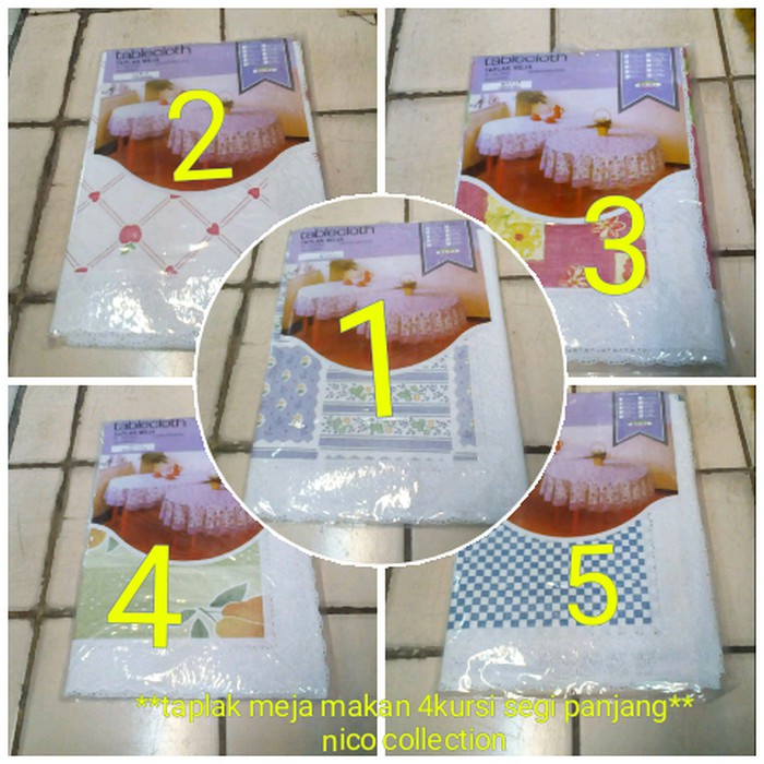 #taplak meja makan 4 kursi segi panjang motif bunga bahan plastik #