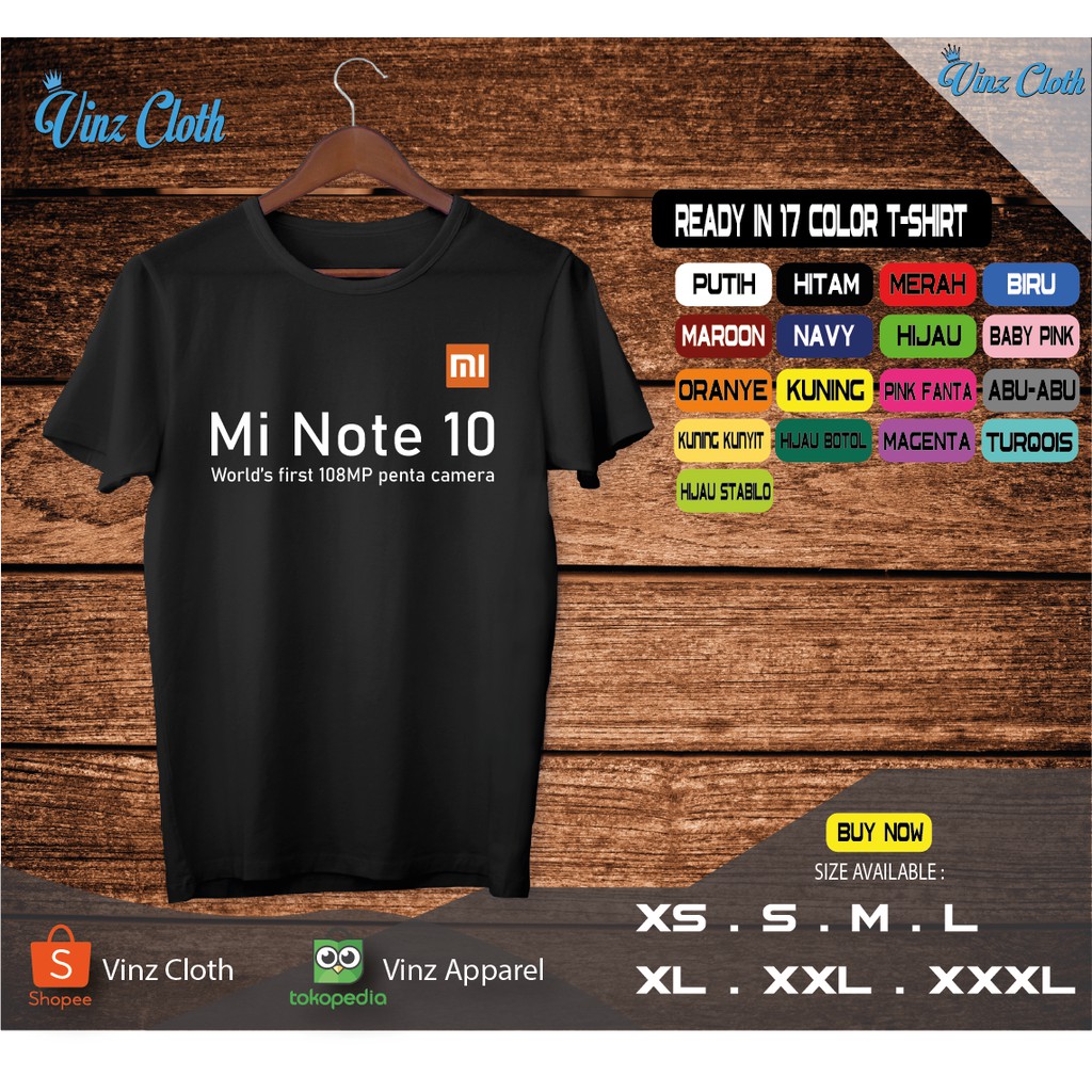 Kaos Baju Xiaomi Mi Note 10 Pria Wanita Lengan Pendek Shopee Indonesia