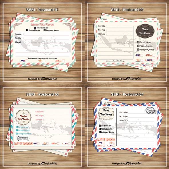 

Stiker label pengiriman Online / Offline Shop Seri Postcard