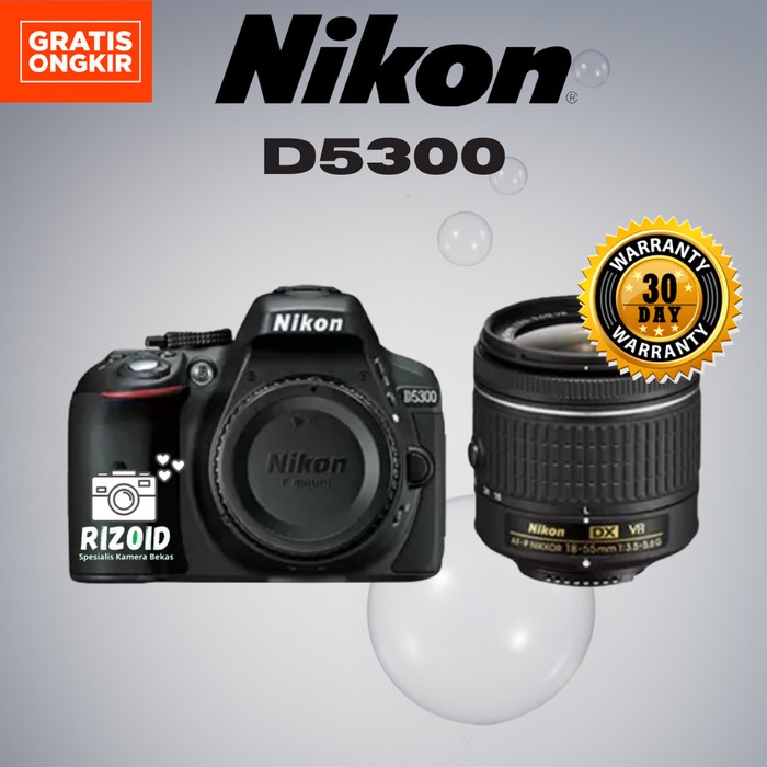 Kamera Camera DSLR Nikon D5300 n Lensa Kit 18-5mm Wifi Flip Mulus Vlog - Kondisi 95%