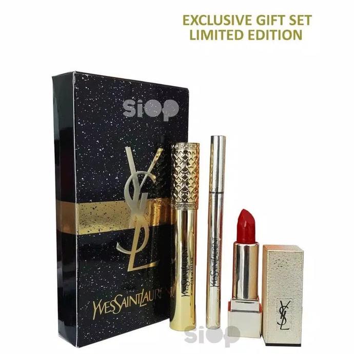 Ysl Set Makeup 3 In 1 "Mascara,Lipstik,Eyeliner" Termurah