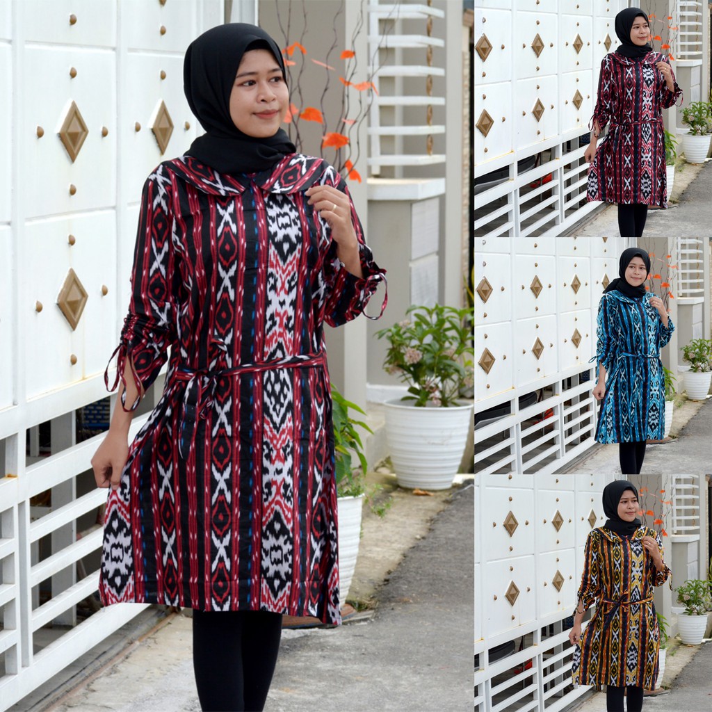 trolistore batik  wanita tunik  motif songket batik  cewek 