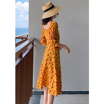 TASHAPPY BS010 Wrap Dress Midi Belahan Kekinian Wanita Motif Flower Terbaru model korea supplier baju import