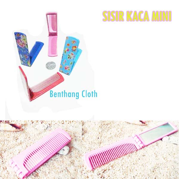 Sisir Saku Lipat Plus Kaca Simple