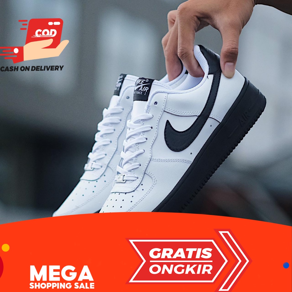 SEPATU NIKE AIR FORCE 1 LOW WHITE BLACK SOL BLACK ORIGINAL