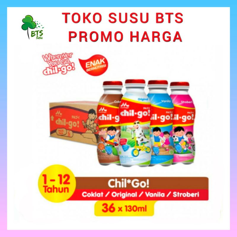 

MORINAGA Chil Go Chilgo 1 karton Cokelat Coklat vanila strawberry original 6 x 130 ml