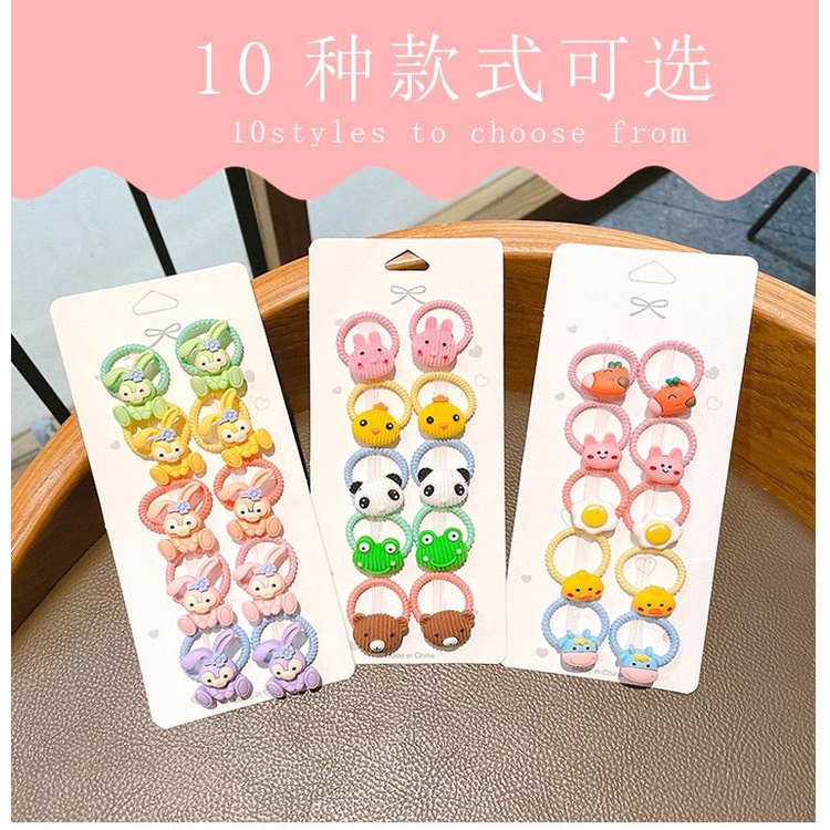 (10 pcs)SET IKATAN RAMBUT KOREA ANAK ICON KARAKTER LUCU / IKAT RAMBUT ANAK KOREAN STYLE(packingan PLASTIK)