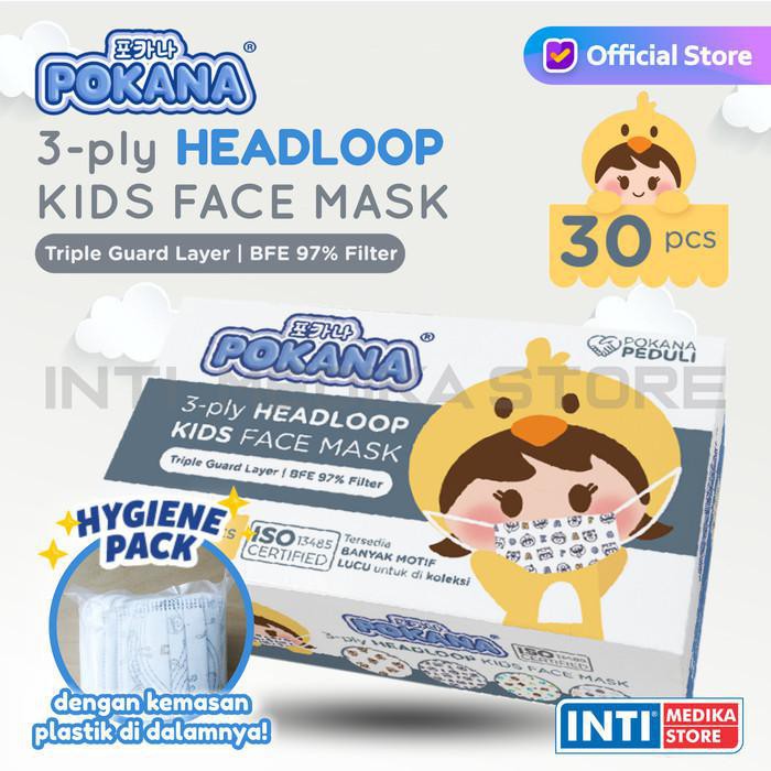 POKANA Masker Anak 3 Ply Headloop | Masker Medis Anak 3 Ply NEW
