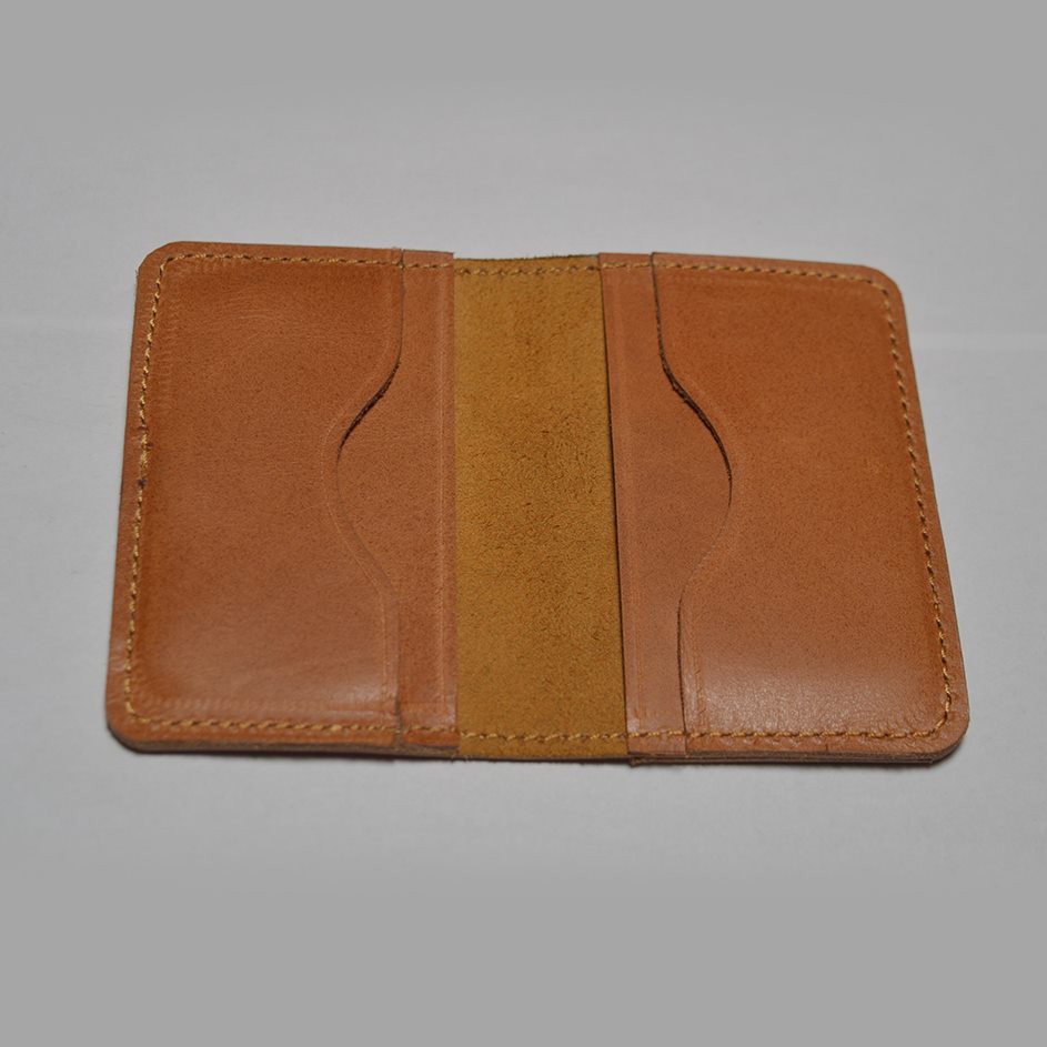 dompet kartu model lipat kulit asli - card wallet - slim wallet tan