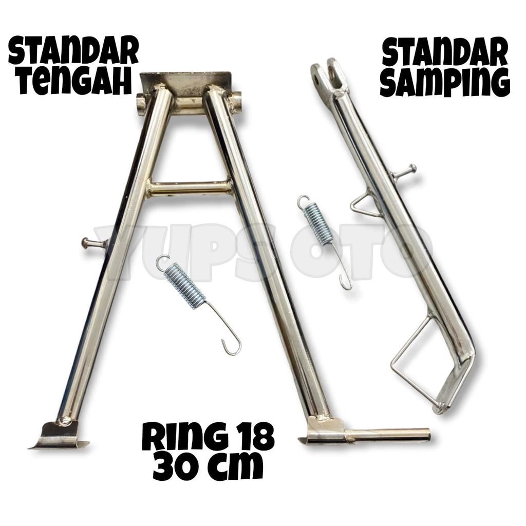 PAKET STANDAR SAMPING RX KING CROME RING 18 JAGANG SAMPING CROM MOTOR + STANDAR TENGAH RX KING RING 18 JAGANG TEMGAH MOTOR PANJANG 30CM BAHAN TEBAL CHROME SET UNIVERSAL PLUS PER PNP