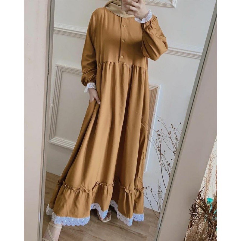 Baju Gamis Wanita Remaja Murah NB /XL Letsmuslimah Cewek Muslim Hijab Syari Muslimah 2022 Terbaru Lt-SGN MOCCA