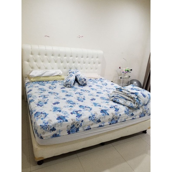 spring bed 2 meter 200 x 200 preloved bekas ranjang kasur in the box like new dipan rangka ranjang sleeping tidur putih white airland comforta bagus sale furniture tempat tidur kamar premium murah