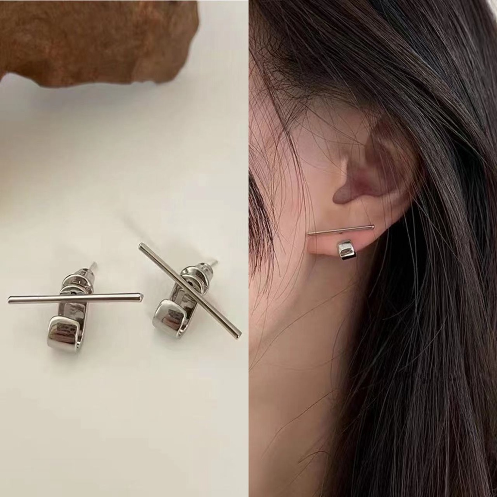 Anting Tusuk Sterling Silver 925 Bentuk U Gaya Hip Hop Untuk Wanita