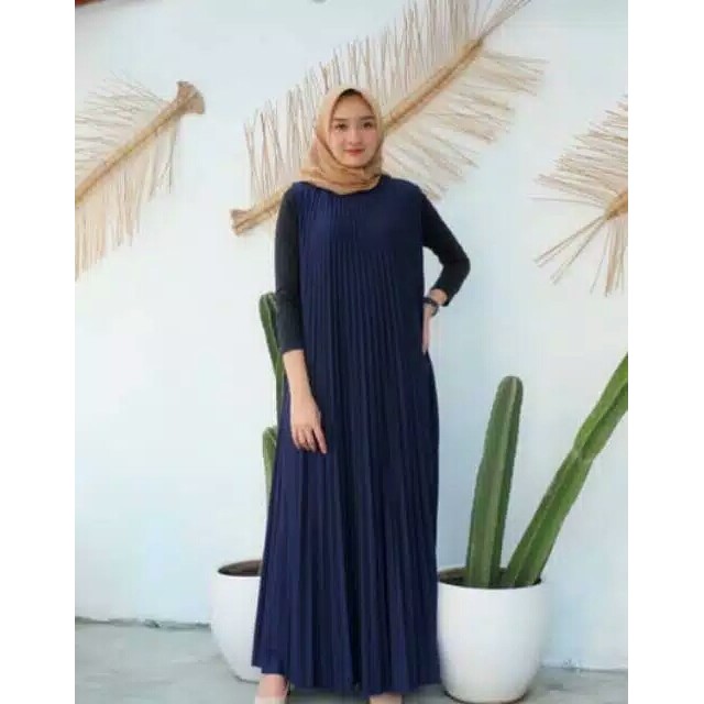 Dress Plisket Tanpa Lengan / Gamis Plisket Sleveless Terlaris