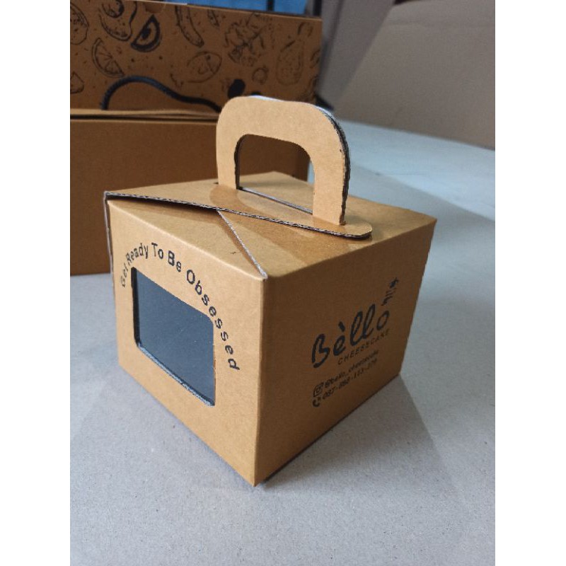 

box / kardus tenteng untuk cake, salad, kue, dll uk. 15*15*12