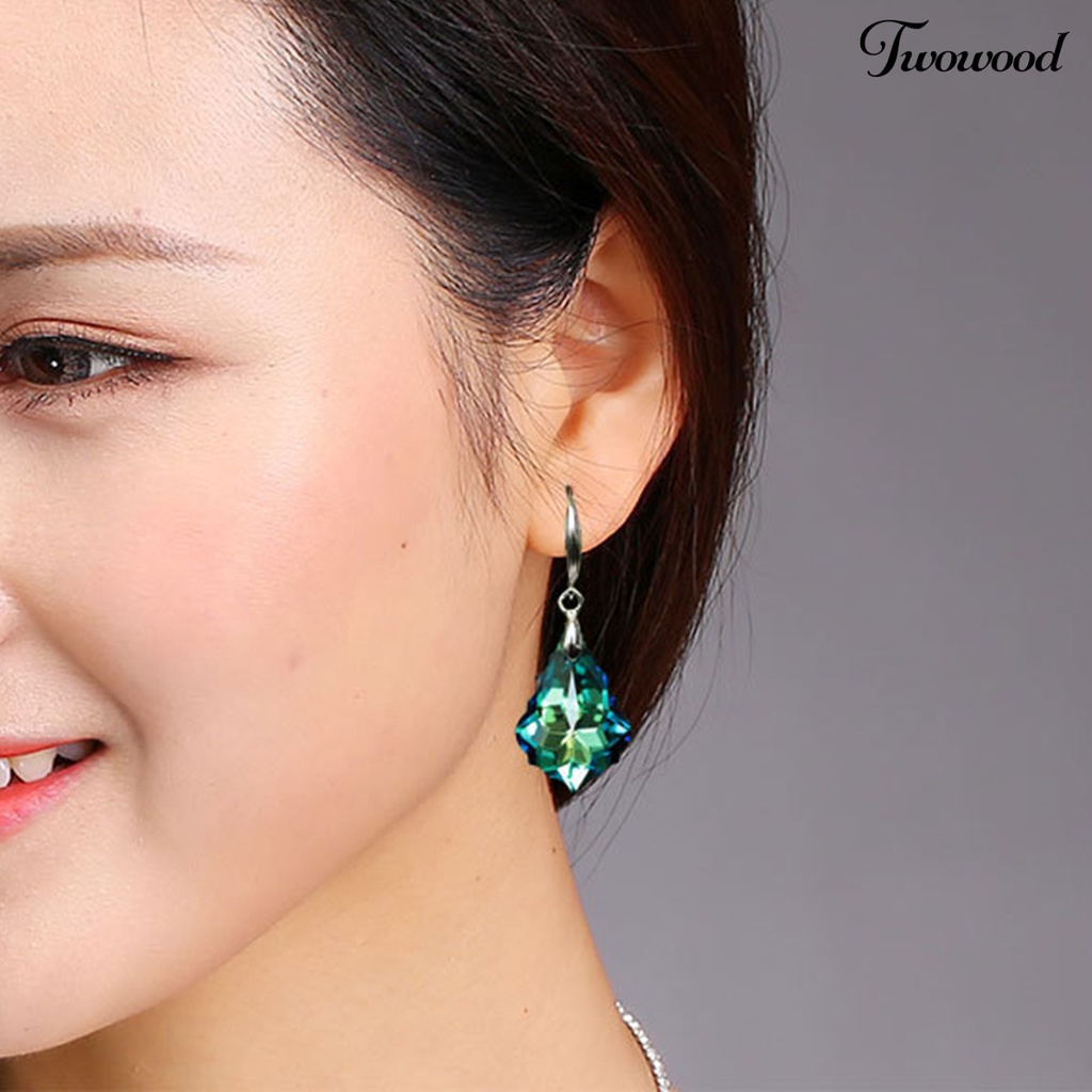 Twowood 1 Pair Dangling Earrings Comfortable Wearing Wear-Resistant Faux Crystal Women Ear Hooks for Banquet