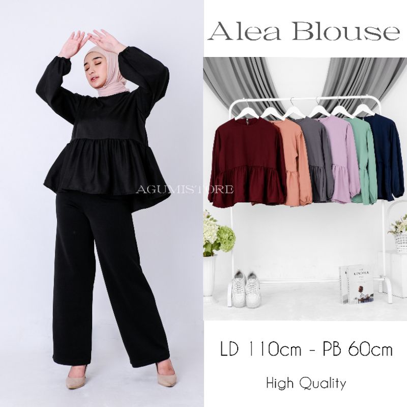 Blouse Wanita Lengan Panjang Kekinian LD 110 Ootd Alea Baju Atasan Blus Lengan Balon Outfit Casual S