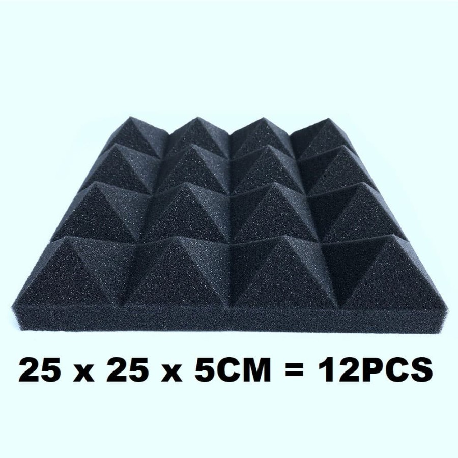 Busa Telur Peredam Suara Acoustic Foam Soundproof Noise Reduction 25x25x5CM 12PCS - SFS1 - Black