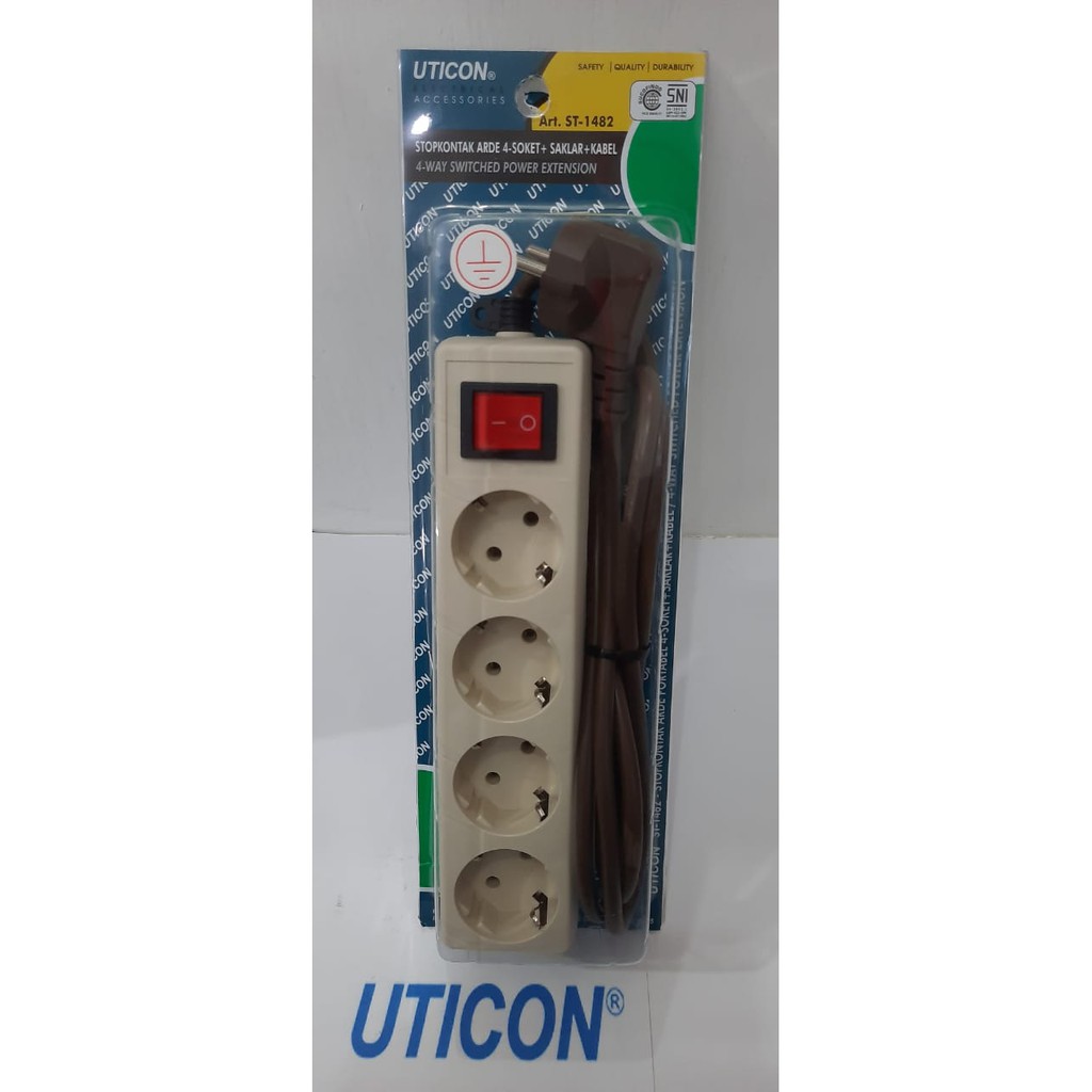 STOP KONTAK 4 LUBANG SAKLAR ON OFF + KABEL 1.5M UTICON ST-1482