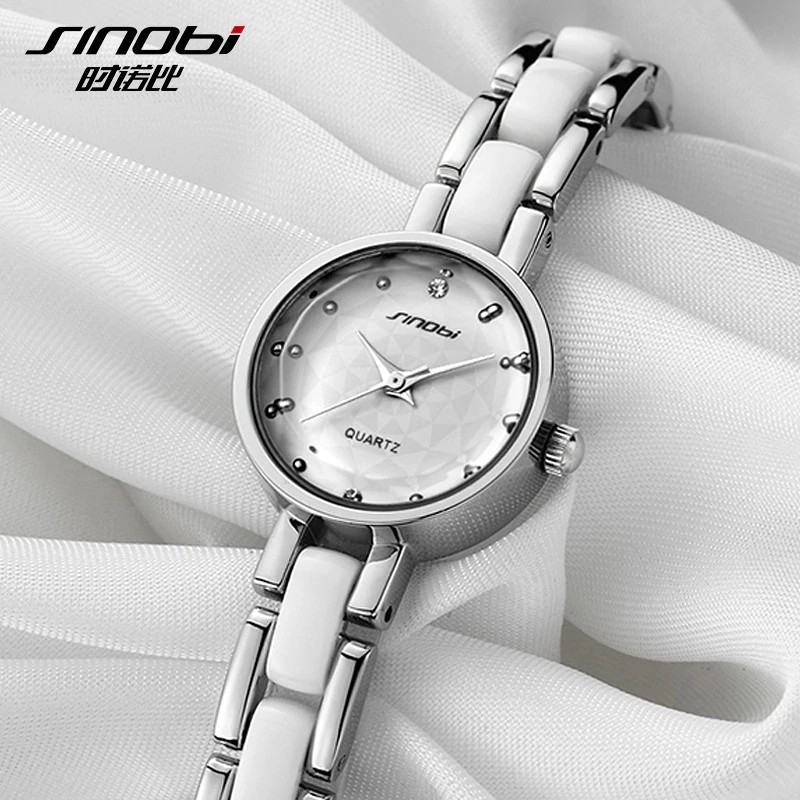 HOT PROMO Sinobi Top Merek Wanita Jam Tangan Mewah Rhinestone Gelang Wanita Jam Tangan Fashion