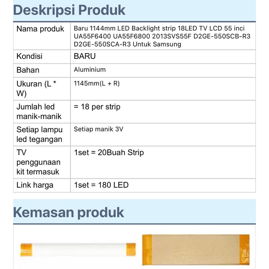 BACKLIGHT TV SAMSUNG UA 55F6300 55F6400 55F6800 55F5000 55F6100 UA55F6300 UA55F6400 UA55F6100 UA55F6800 UA55F7500 UA55F7100 LAMPU BL 55 INC 55IN