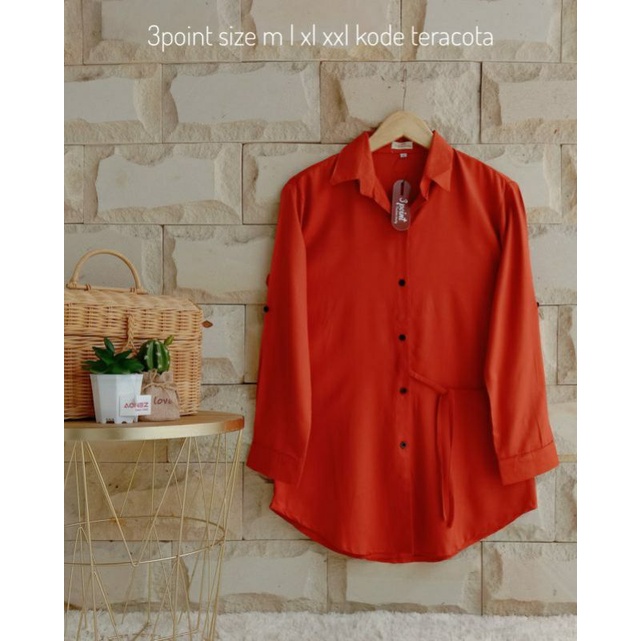 Ready tunik TALI 3POINT putih polos KATUN RAYON TEBAL fulltag ADA BANDROL