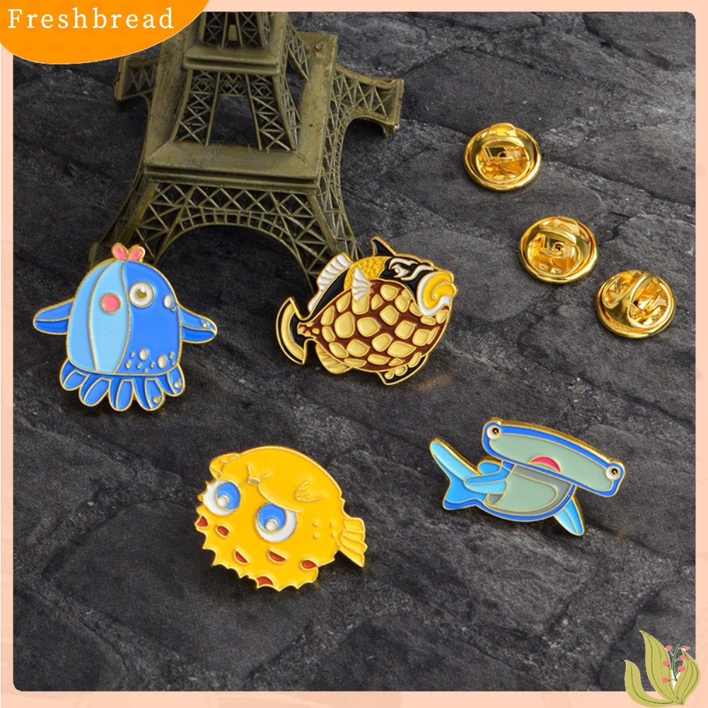 Fresh| Bros Pin Enamel Bentuk Ikan Paus / Hiu / Paus Kartun Lucu