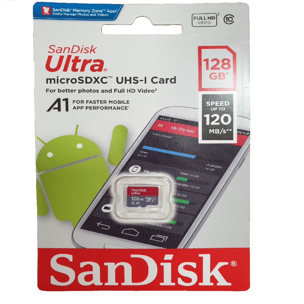 MICRO SD SANDISK 128GB CLASS 10 - SDSQUA4-128G-GN6MN