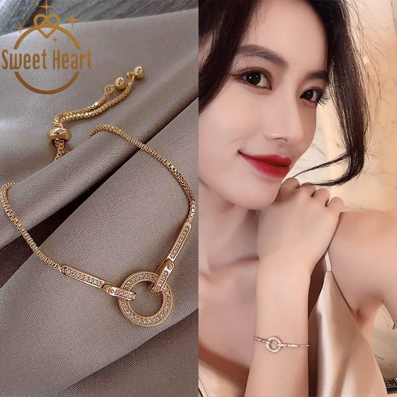 Gelang Bentuk Bulat Adjustable Gaya Korea Untuk Wanita