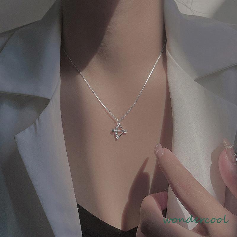 Eros Cupid's Arrow Flash Berlian Klavikula Rantai Liontin Temperamen Cahaya Mewah Busur Panah Kalung-Won