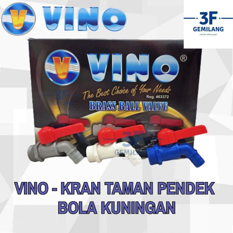 VINO - KRAN TAMAN PENDEK PVC BOLA BRASS UKURAN 3/4 INCH HIGH QUALITY