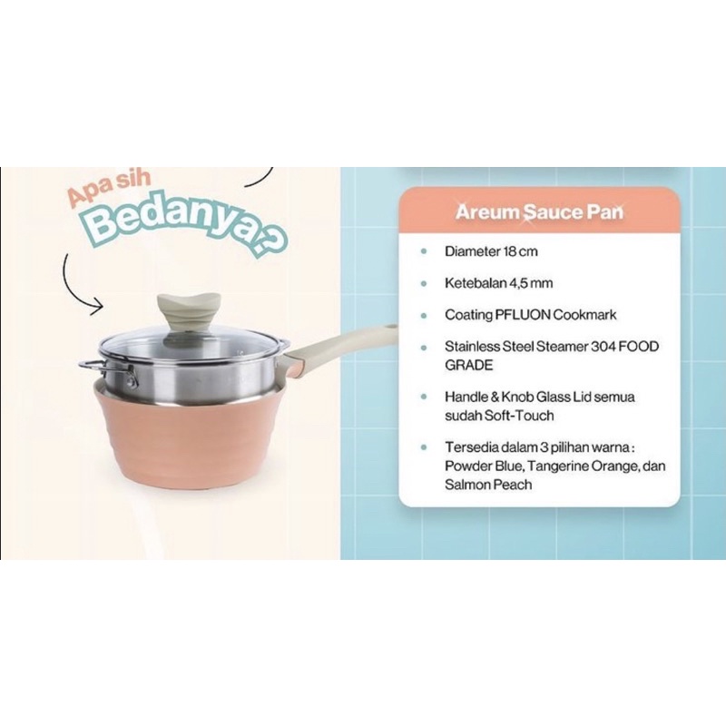 Panci Bayi Nupon- Steammer Pan Nupon Areum Sauce Pan With Stainless Steammer 18 Cm- Premium Sauce Pan- Panci Bayi