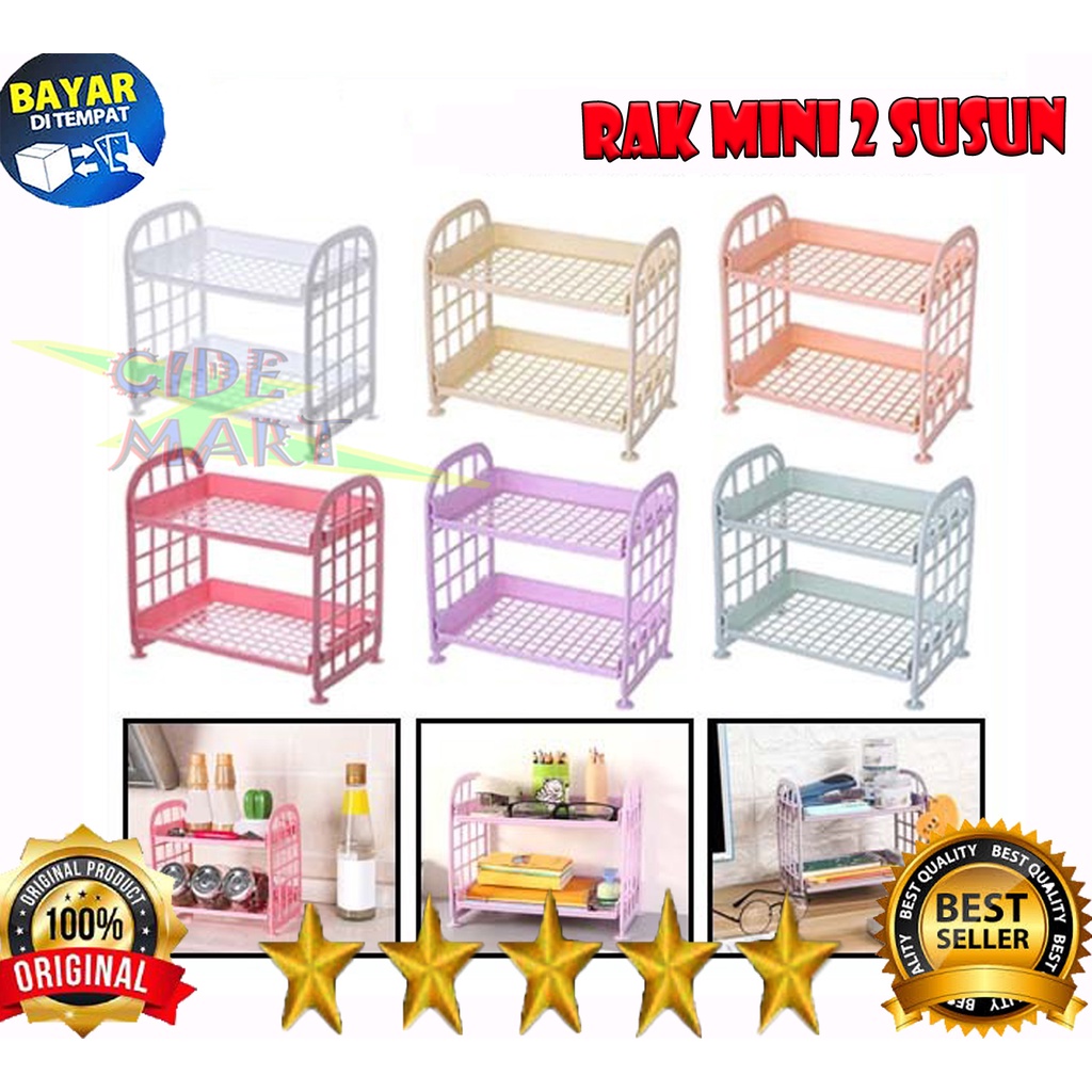 Rak Susun Mini 2 Tingkat Tempat Penyimpanan Kosmetik Bumbu Dapur Peralatan Kamar Mandi Multifungsi