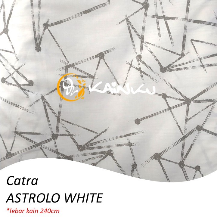 KAINKU - Kain Meteran Katun CATRA &quot;ASTROLO GREY &amp; WHITE RASI BINTANG MINIMALIS&quot; (harga 1 meter)