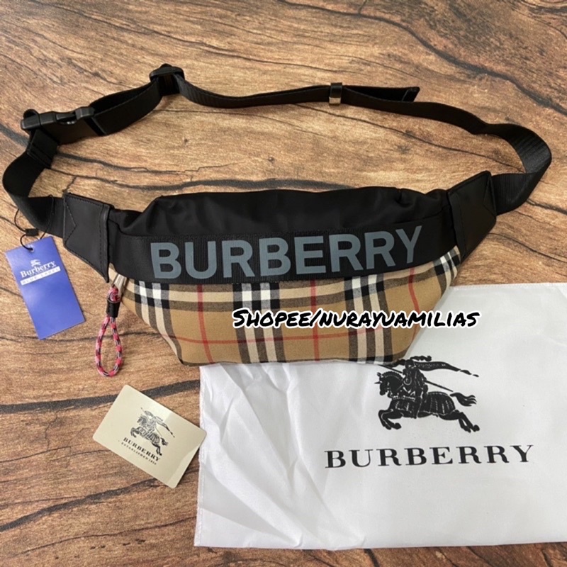 waistbag burberry pria wanita import high quality tas selempang burberry import waist bag branded