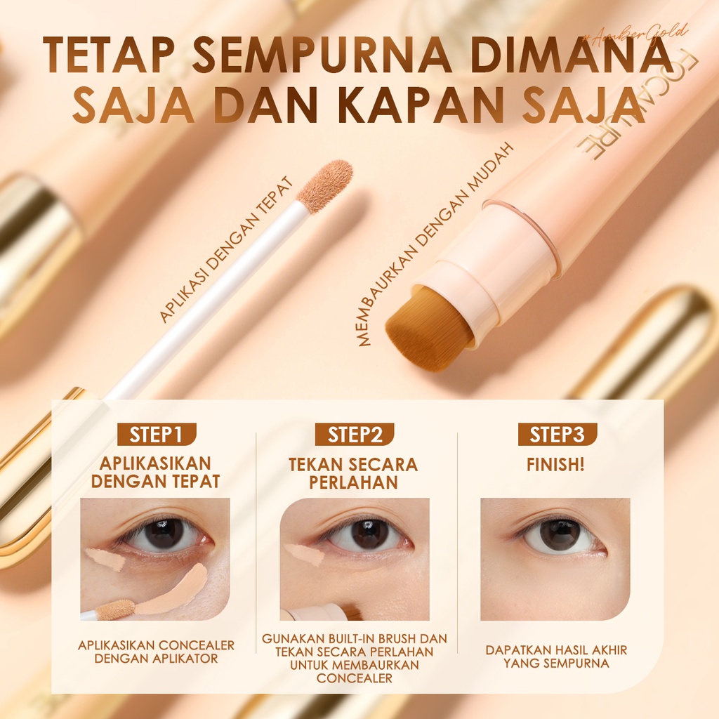 FOCALLURE #AmberGold Full Coverage Concealer Lightweight Untuk Wajah