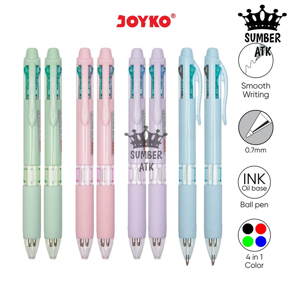 

Ball Pen Pulpen Pena Joyko BP-348 Quaco 4 0.7 mm 4 Warna Colors