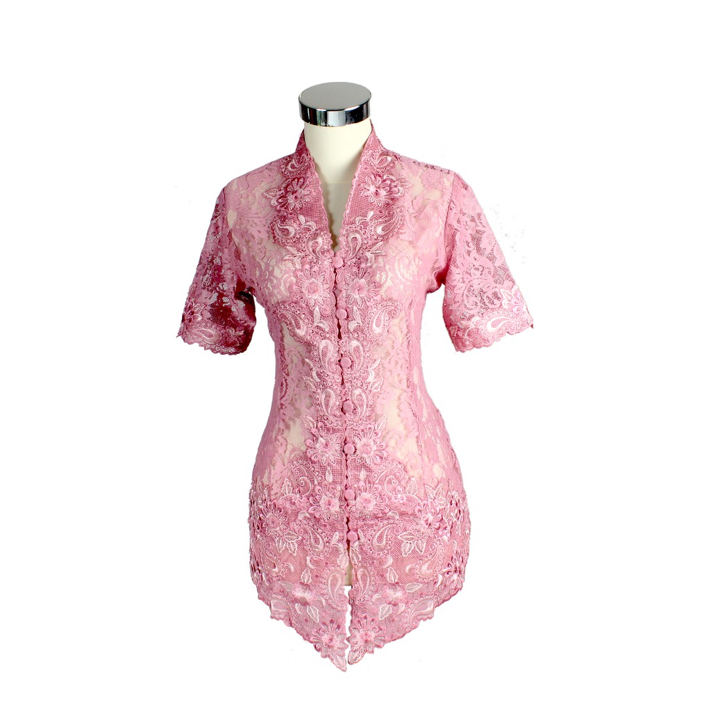 Kebaya Brokat Pendek Dusty Pink Bordir Tua Muda 828