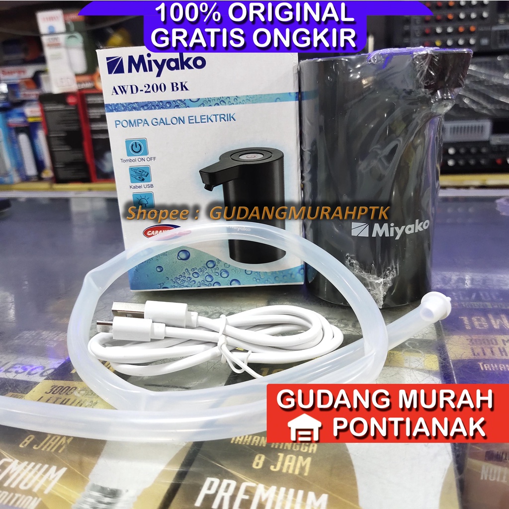 Pompa Galon Elektrik Miyako AWD 200 BK BERGARANSI 1 TAHUN ORIGINAL Hitam