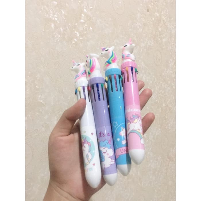 BALLPOIN PENA BOLPEN UNICORN LUCU 10 WARNA / PULLPEN 10 IN 1 BPKL-05