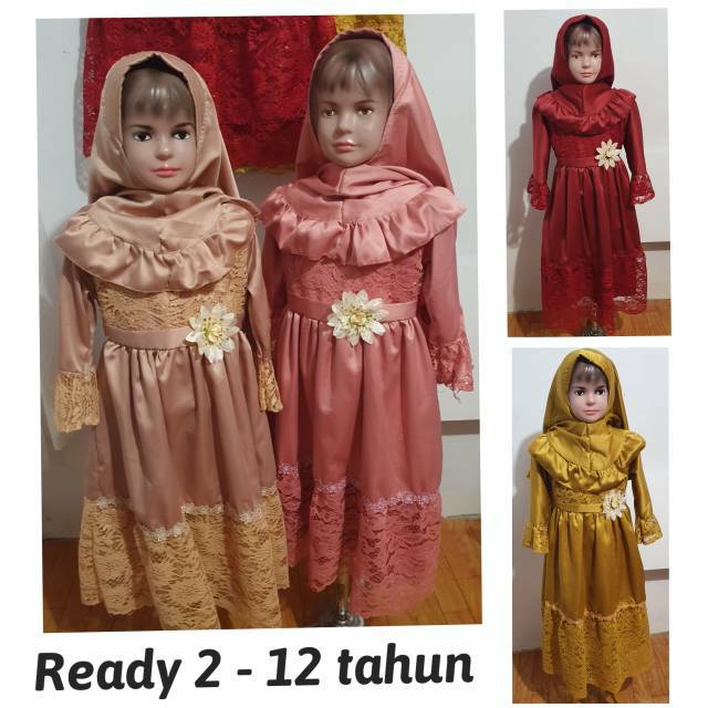 Baju Muslim Anak Perempuan 2-12 Tahun Gamis Anak Baju Pesta Murah Gamis Syar'I KA66