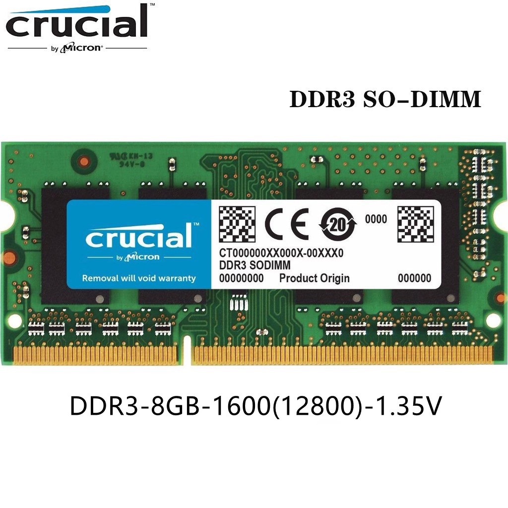 Notebook Crucial DDR3 RAM 4GB 8GB PC4 1600Mhz 1.35V/1.5V